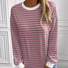 Maglietta a maniche lunghe con scollo rotondo a righe larghe casual, Felpa, Top a righe blu navy per donna uomo, Transfrontaliero Europa America
