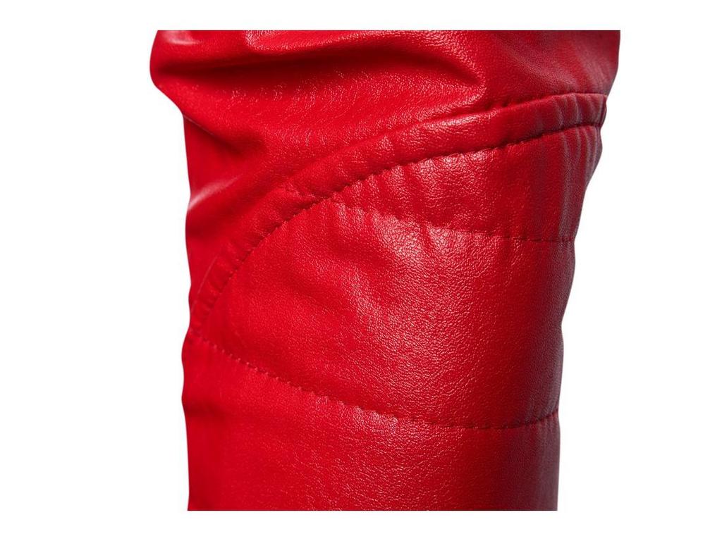 Herren Motorradjacke mit Stehkragen - PU-Leder mit Rautenmuster, Große Größen, Europäischer & Amerikanischer Rockstil