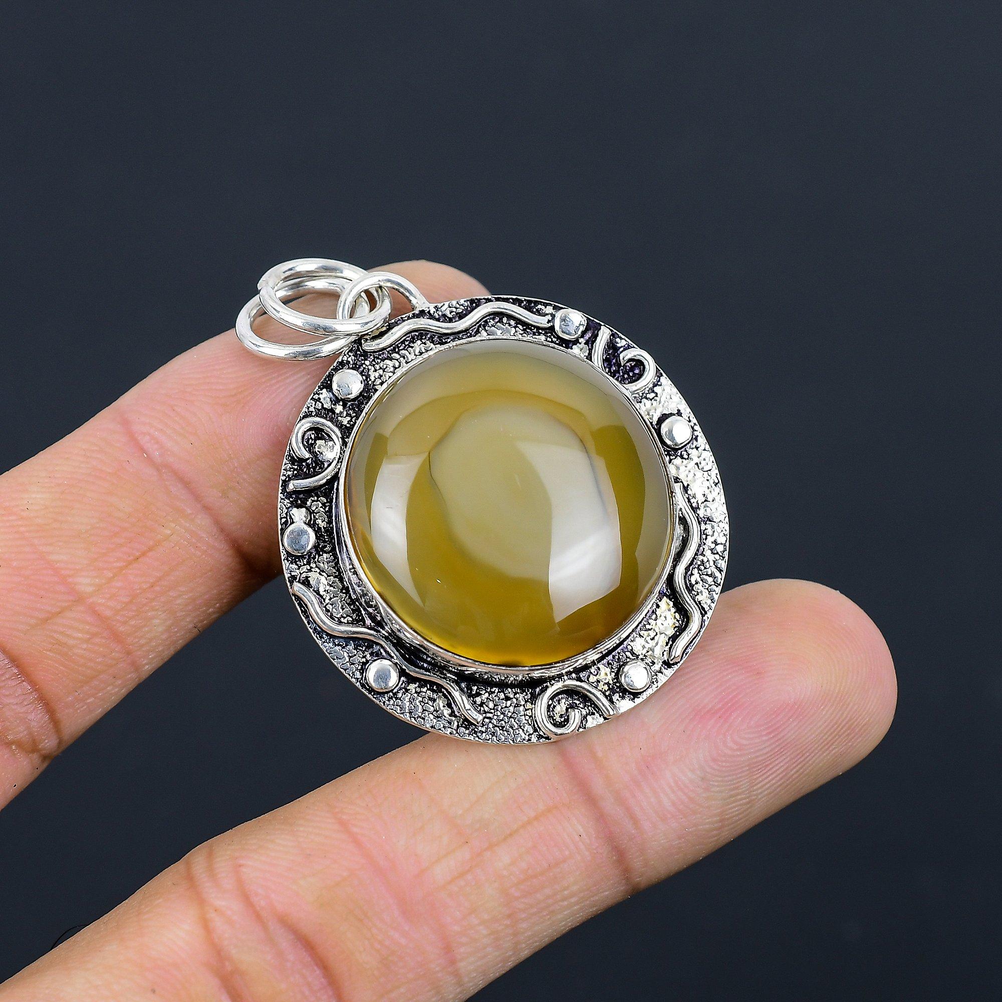 

Распродажа ко Дню матери Подвеска-сестра из стерлингового серебра с самоцветом Монтанский агат ручной работы