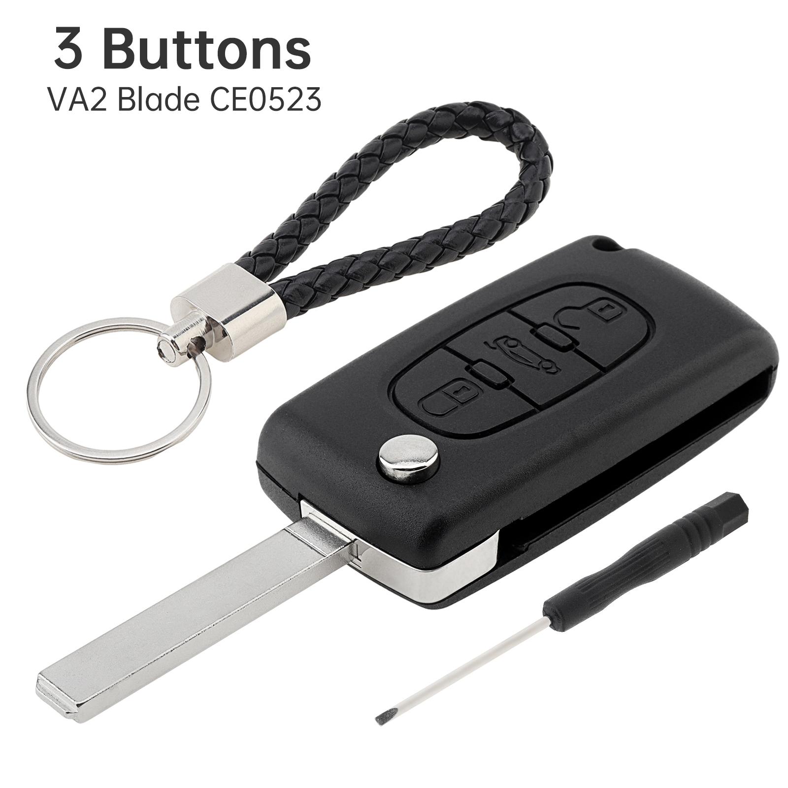 

Корпус складного ключа-брелока для автомобиля с 3 кнопками, замена, подходит для 207 307 308 407 / Citroen C1 C2 C3 C4 с брелоком, отверткой, износостойкий корпус ключа автомобиля