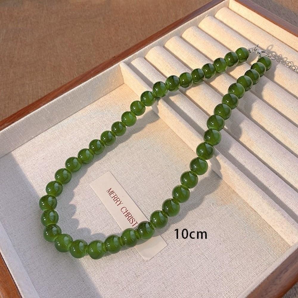 Glas Grüne Perlen Halskette 4 6 8 10mm Schlüsselbein Kette Neue Choker Halskette Damen