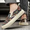 2025 Spring New Ethnic Trendy Low-Top Vintage Jacquard Korean Fashion Plus Size Flat Shoes Cotton Weave Unisex Casual Sneakers
