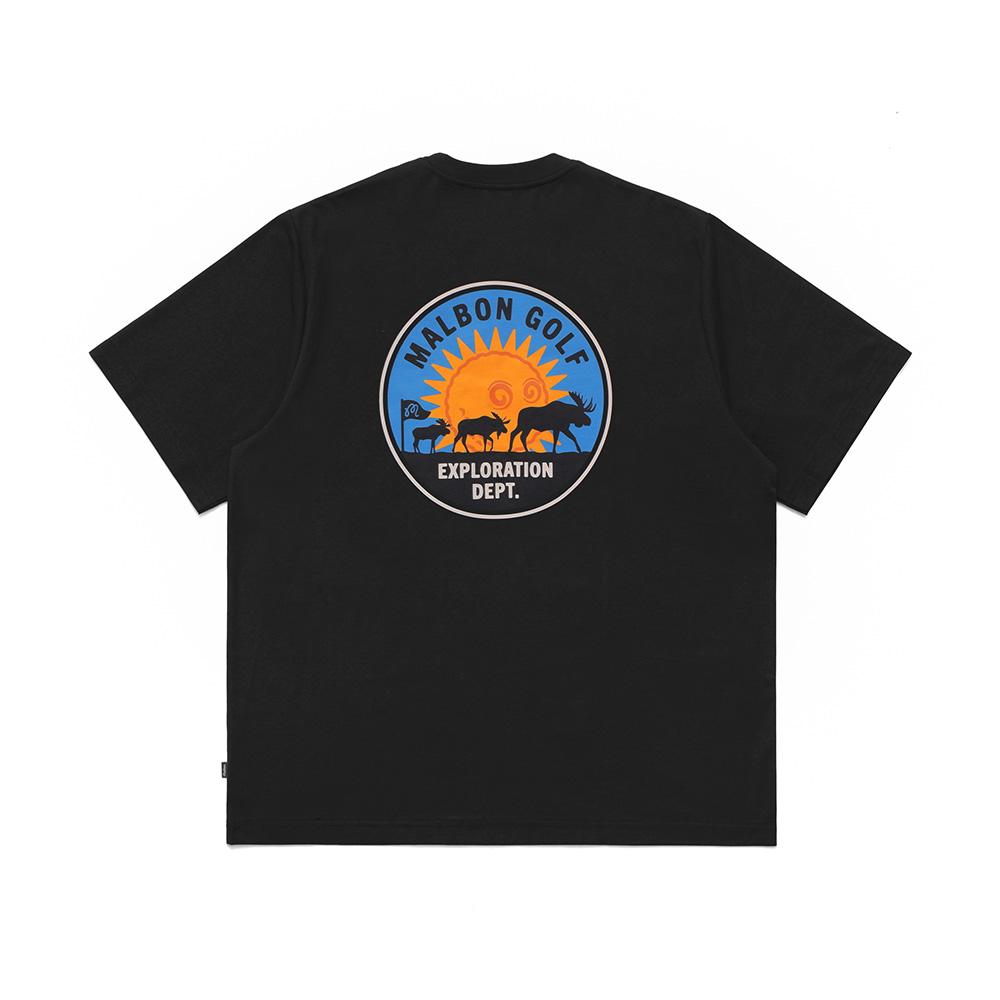 MALBON GOLF [Last Frontier] Exploration Round Short Sleeve T-Shirt Black (Man)