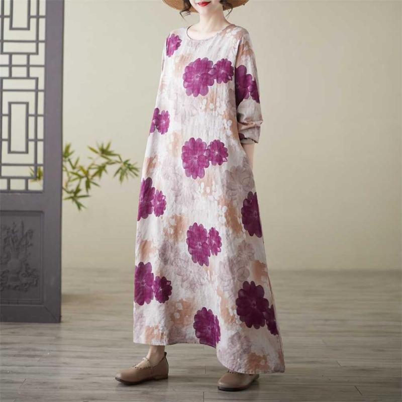 Rundhals Großes Langarmkleid