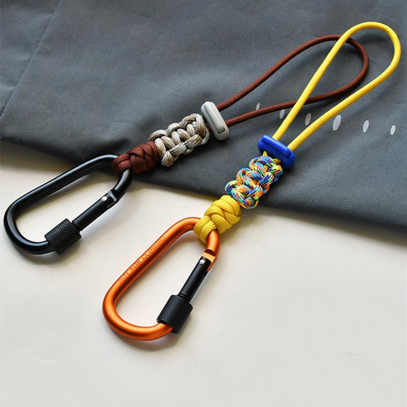Multifunctional Tactical Braided Lanyard Carabiner Outdoor Camping Hook Cord Backpack Buckle Keychain Hiking Accessories