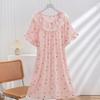 Spot New Women's Spring, Summer and Autumn Clouds Cotton Edge Thin Loose Nightdress Sweet and Cute Loungewear