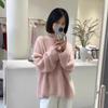 Women's Winter Soft Pink Velvet Round-Neck Sweater