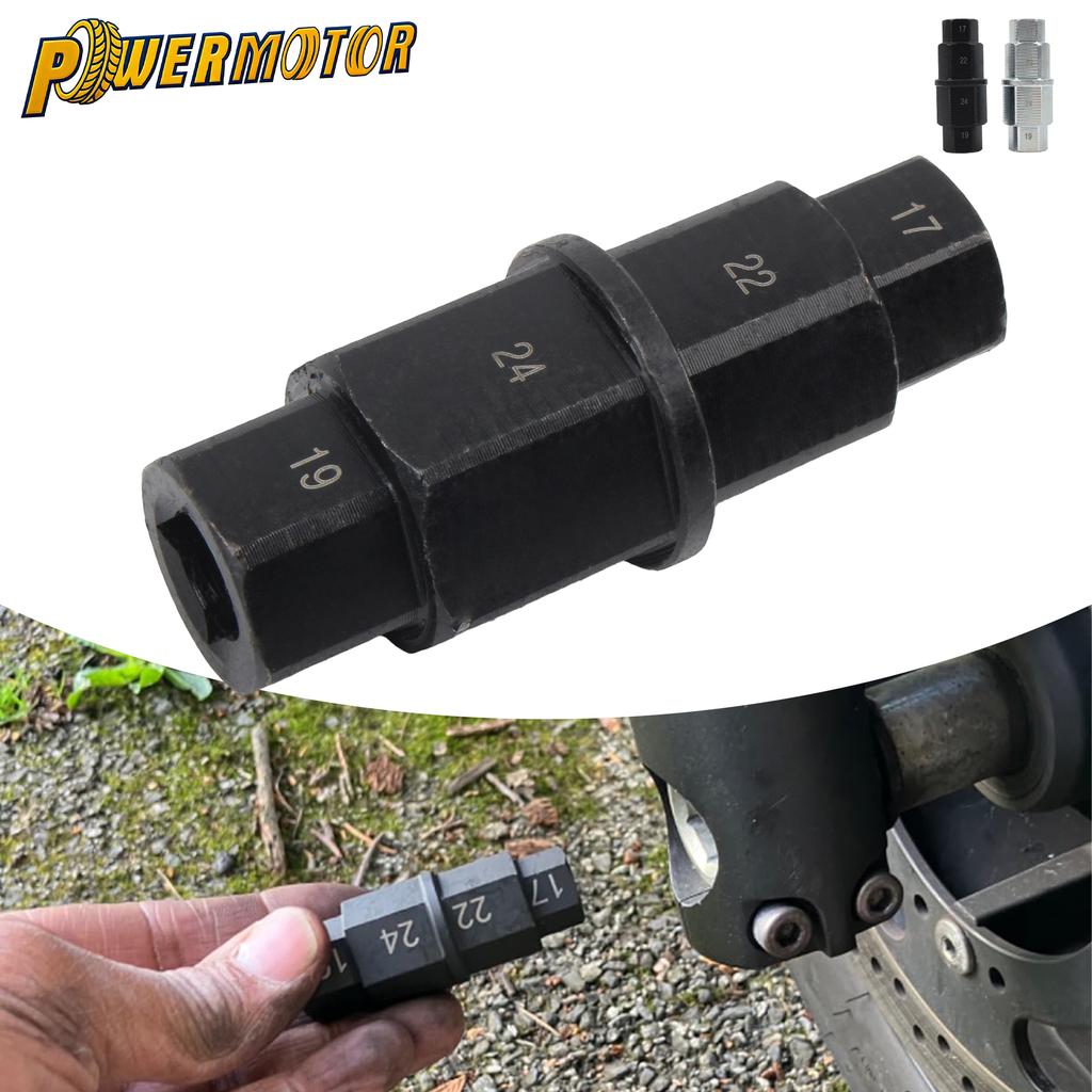 Motorcycle 17 19 22 24mm 4-In-1 Sleeve Repair Spanner Universal Hex Axle Tool Hex Wrench Removal Tool Aluminum Accessories