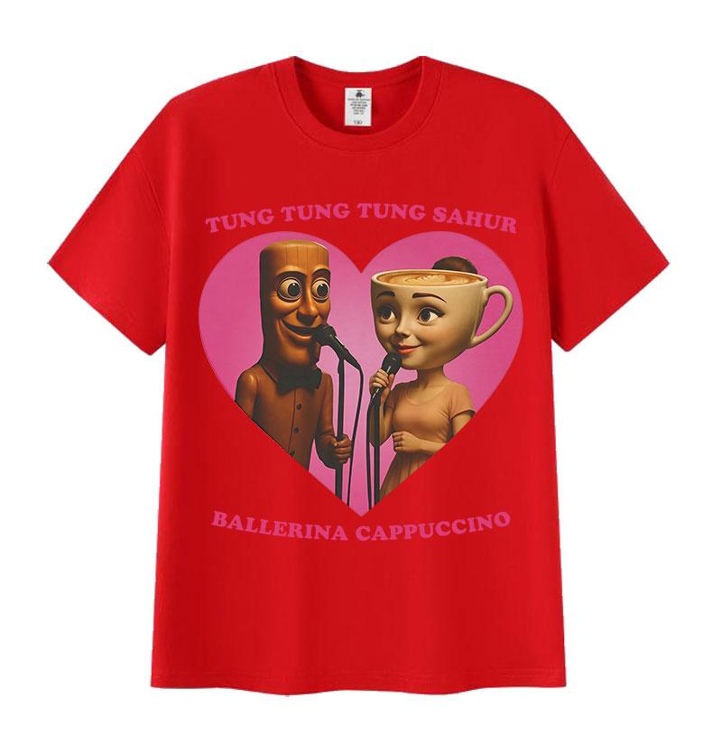 

Тунг Тунг Тунг Сахур Балерина Капучино Любовь Смешная Мем Футболка Итальянский Маразм Графическая Мужская Женская Футболка 100% Хлопок Футболки S