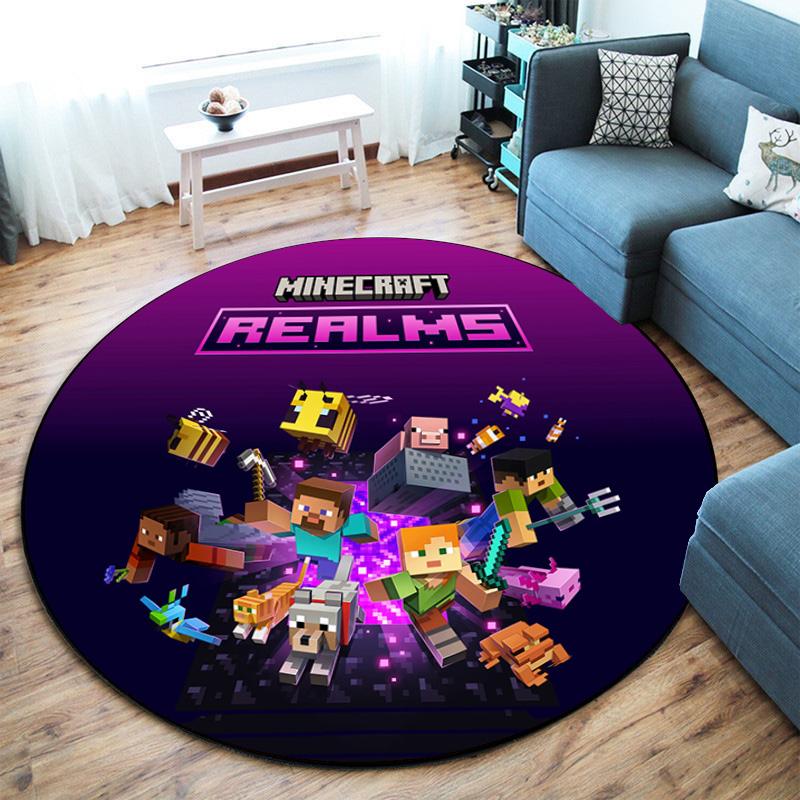 Sandbox Electronic Xbox Games Minecraft Circular Carpet Household Goods Decoration Anti Slip Home Table and Chair Mat Aisle Door Mat Carpet D11