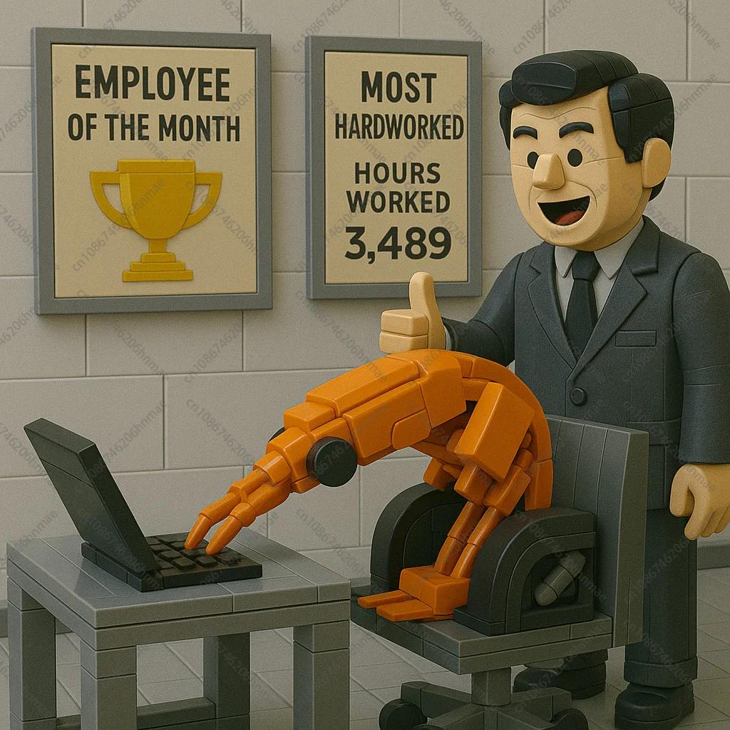 MOC Shrimp Hard Work Office Figurines Assembly Model Building Blocks City Brick Prank Toy Set Best Gifts for Boys and Girls Kids