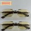 Intelligent Zoom Presbyopia Glasses for Men & Women - Frameless Brown Crystal HD Far Sighted Glasses with Anti-Blue Light & Anti-Fatigue Design