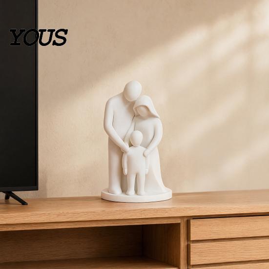 Minimalist Family Decor of 3 Figurine, 3D Printed Parents And Kids Statue, Office Desk Accessory Abstract Sculpture for Living Room