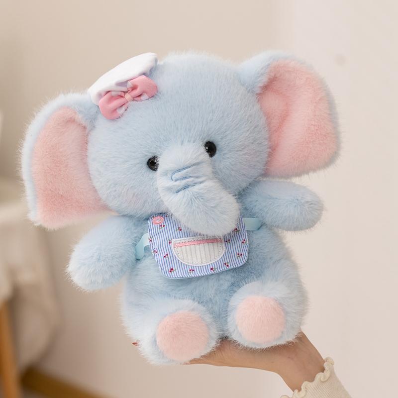 Gentle Blue Little Elephant Plush Toys Soft Fluffy Cartoon Chef Dressed Elephant Doll Cuddly Children Appease Animal Toys