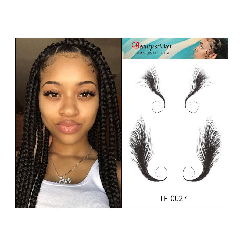 

6D Имитация Экологичный Пучок Водонепроницаемая Наклейка-тату для линии роста волос Челка Бакенбарды Наклейка Тату для края волос 160*110mm