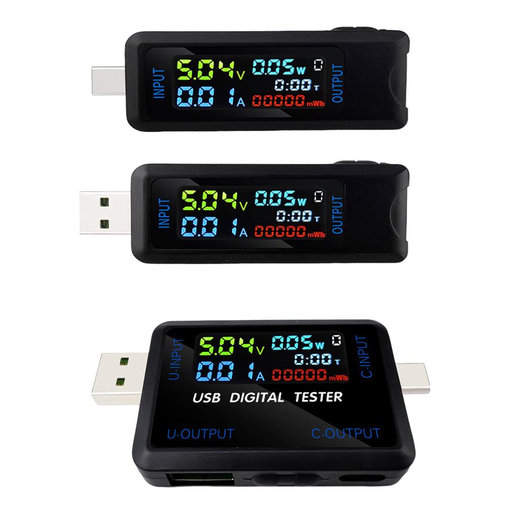 USB Type-C Tester Current Voltage Indicator Electric Ammeter Power Meter Charge DC Digital Multimeter Voltmeter Wattmeter