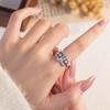 Retro High-end S925 Sterling Silver Ring Natural Topaz Crystal Personality European Style Women Band