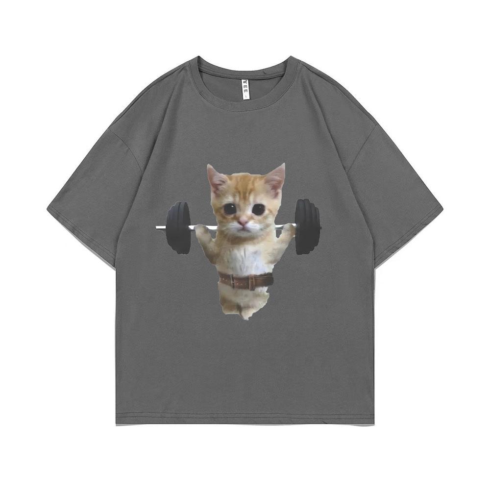 Funny Gym Sam Sulek Cat Graphic Print T-shirts Men Women Cute Fitness Pump Cover Tshirt Male Oversized Meme T Shirt Short Sleeve