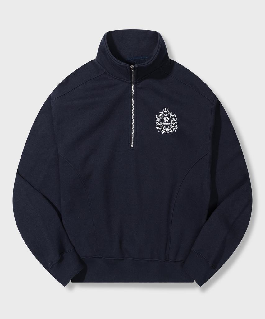 Pildeoseu Heavy Cotton Logo Print Half-Zip Navy