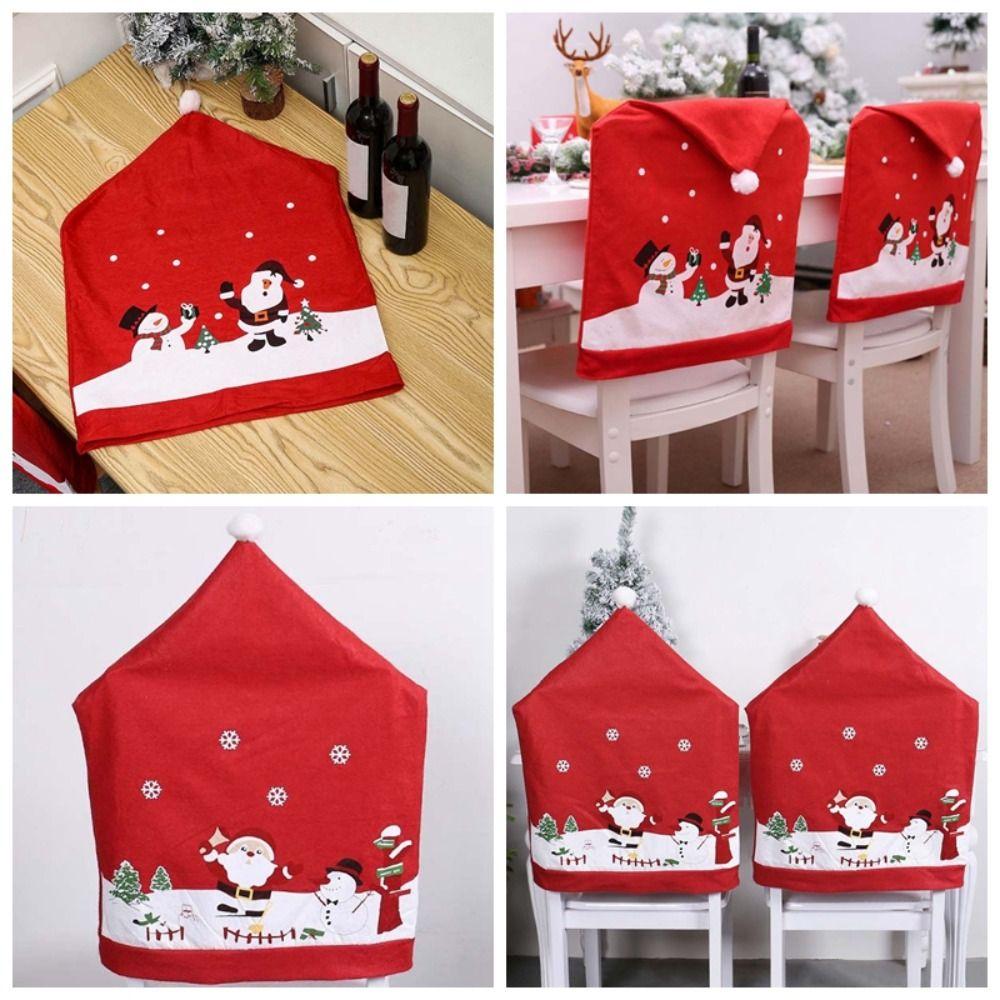 4pcs Xmas Decoration Christmas Chair Cover Cartoon Red Wear for Chairs  Festival Atmosphere