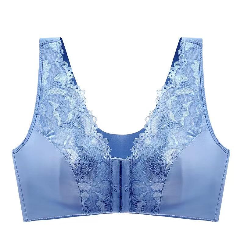 Women's Plus Size Underwear Sexy Push Up Bras Wireless Front Closure Brassiere Deep V Lace Bra Tops Thin Cup Sexy Lingerie