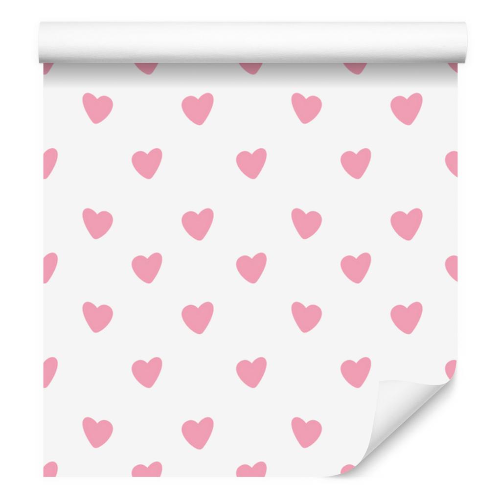 Hearts Wallpaper White and Powder Pink 50x1000