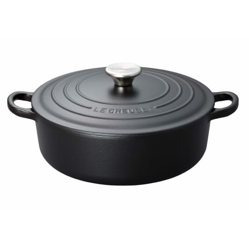 Le Creuset Cocotte Japonaise Cast Iron Enamel Pot, 24 cm, Matte Black, Gas, Induction, and Oven Compatible [Official Japanese Product]