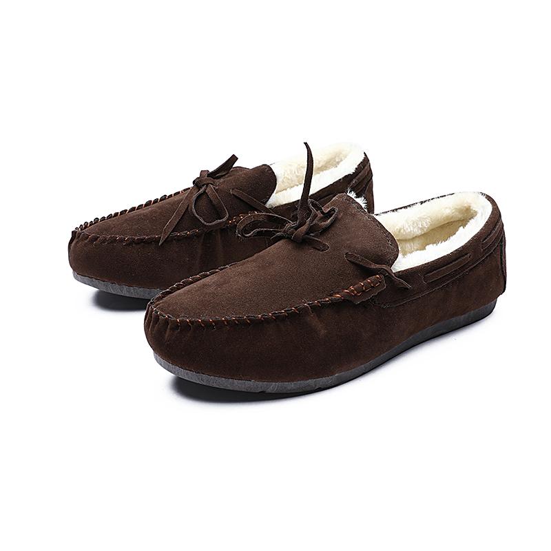 

Модные зимние замшевые мокасины для вождения, лоферы, обувь дуду, мужские, плюс теплые, с бантом, корейская версия, повседневные, с мелким вырезом, плоские, ленивые, хлопковые туфли 41 коричневый