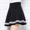 Fashion Womenswear Women Stripes Pleated Stretchy Pure Color High Waist School Mini Skirt