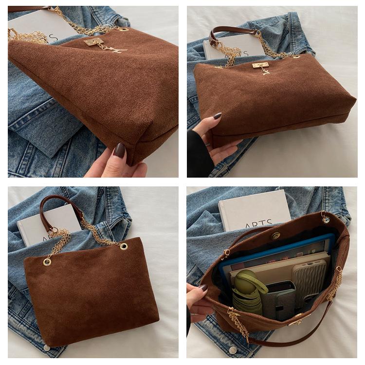 Geantă de umăr cu lanț mat retro 2024 - Geantă tote de iarnă pentru femei