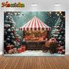 Mocsicka Christmas Background Winter Snow Xmas Tree Cake Cart Decoration Happy New Year Party Kid Photo Backdrop Birthday Banner