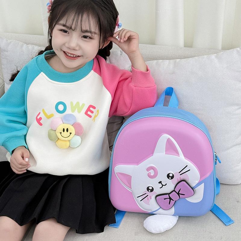 Cartoon Kindergarten Children's Schoolbag, Cartoon Cat Hard Shell Bag, Fashionable and Lightweight Children's Shoulder Trendy Bag