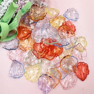 Home Party Supplies Beads DIY Hairpin 50pcs DIY Handmade Crystal Leaves Beaded Headwear 20.2*23.3mm Jewelry Material Transparent