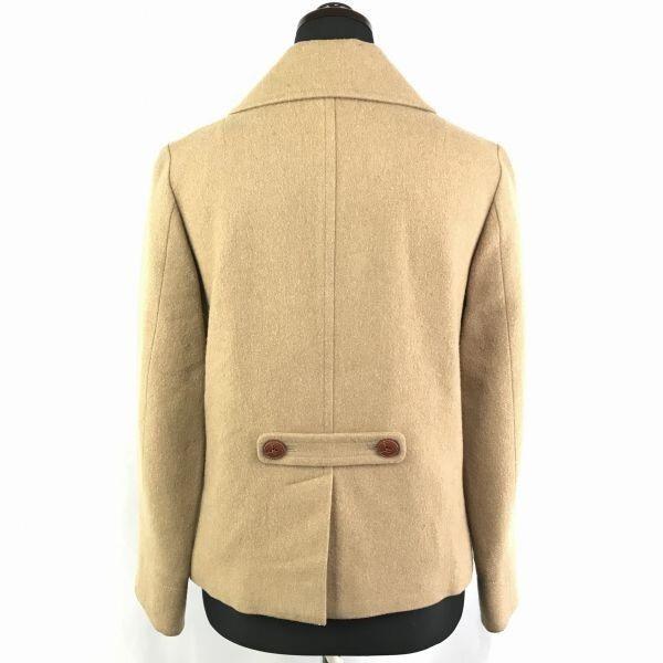 Made in Japan Leminor Wool P-Coat 38 M Women Beige Double Breasted(USED)