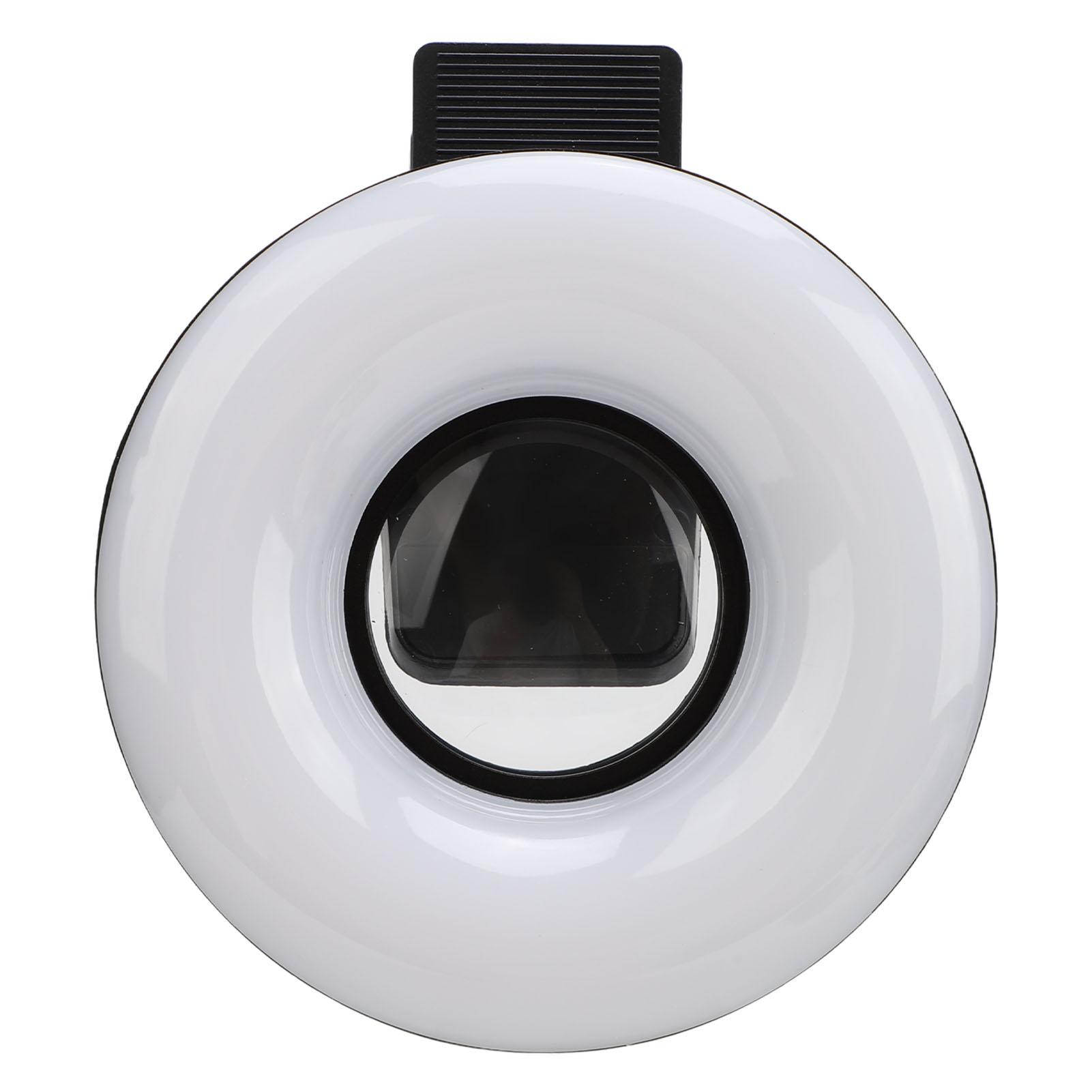 

Macro Lens 15X Zoom with LED Fill Light 3 Light Modes 5 Brightness Levels USB 200mAh Phone Macro Lens with Clip for чёрный