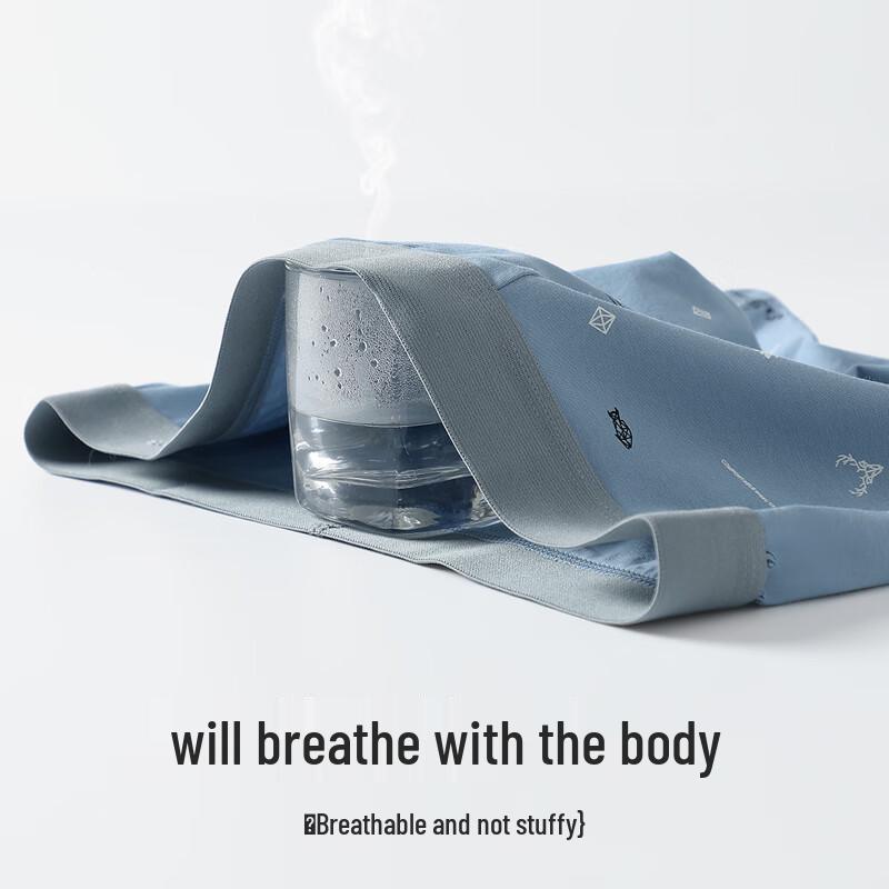 Fenteng Men's 7A Antibacterial Cotton Printed Boxer Briefs 3-Pack