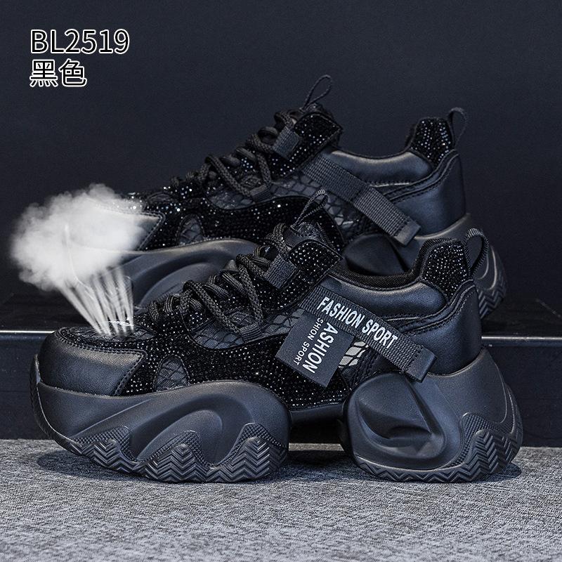 Thick-soled mesh dad shoes women's 2026 summer new breathable hot diamond casual sports shoes
