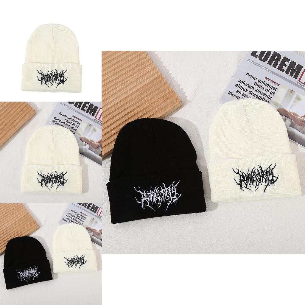 Acrylic Knit Hat For Adults With Embroidered Design For Winter Outdoor Warmth