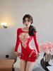Wholesale Sexy Lingerie Fishnet Bodystocking Women Long Sleeve Cutout Mini Dress Erotic Hollow Out Chemise Adult Clubwear