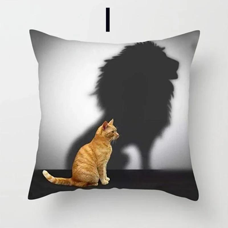 Cushion Cover Cute Cat Pattern Square Pillowcase Zipper Birthday Gift Sofa Home Hotel Decoration 45*45cm
