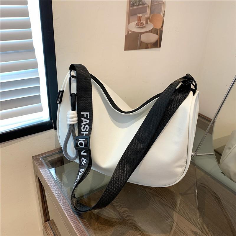 Women's Large Capacity Nylon Crossbody Bag with Wide Strap