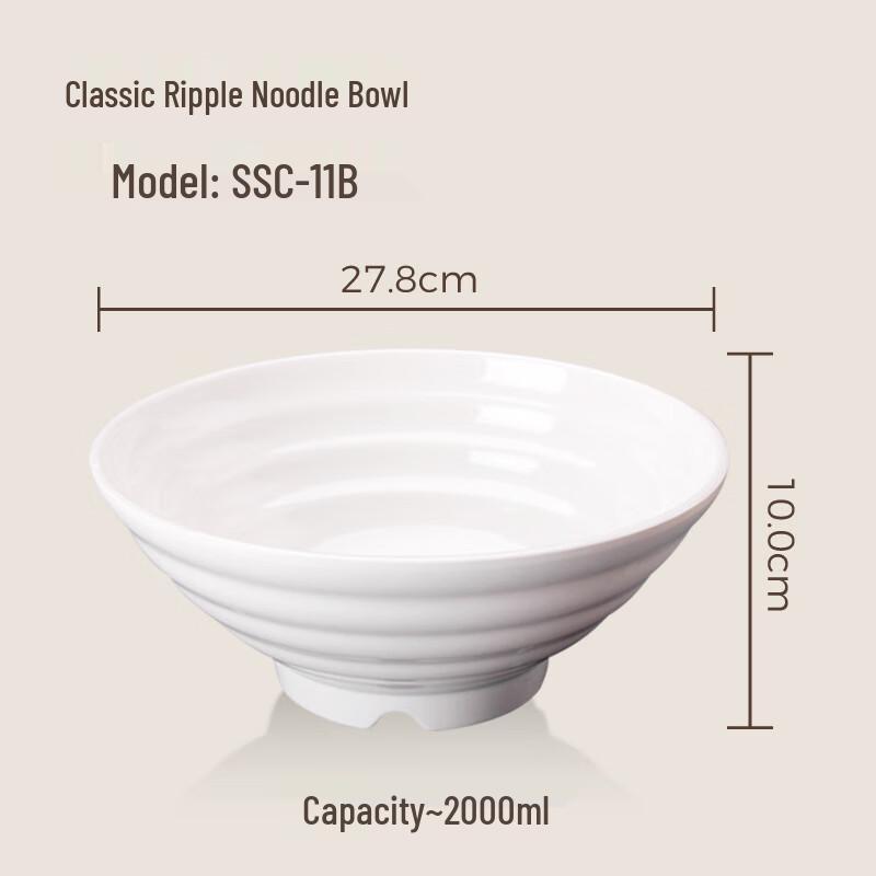 Wuhe 11-inch Melamine Classic Ripple Noodle Bowl
