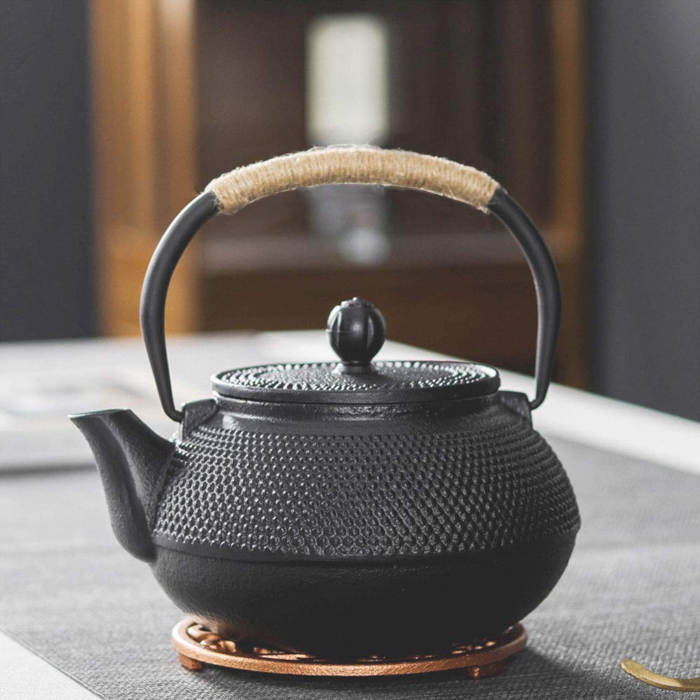 Stylish Iron Teapot, No Enamel, Perfect for Supplementing Your Iron, Compatible with Electric and IH Cooktops, Charcoal, and Induction Cooktops, 600ml