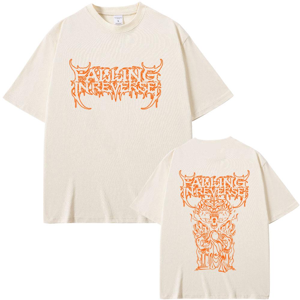 Falling in Reverse Heavy Metal Band Washed T Shirt Fashion Streetwear for Men Women Pop Punk Loose TShirts Tee Short Sleeve