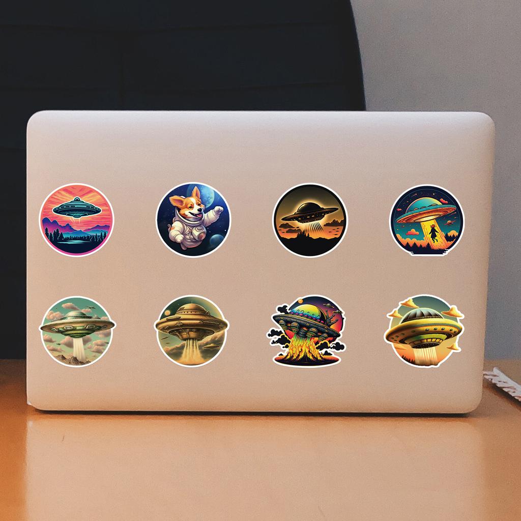 50 UFO Graffiti Stickers Pack Computer Mobile Phone Water Cup Decoration Stickers Waterproof Creativity Children Cartoon Hand Note Stickers