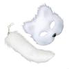 652F Therian Mask And Tail For Women Girls Fuzzy Cats Foxes Wolf Mask Tail Keychain Cosplays Halloween Costume