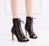 2024 Newest Women Latin Dance Boots Black Bachata Salsa Dancing Shoes For Woman High Heel Ballroom Dance Shoes High Top Outdoor