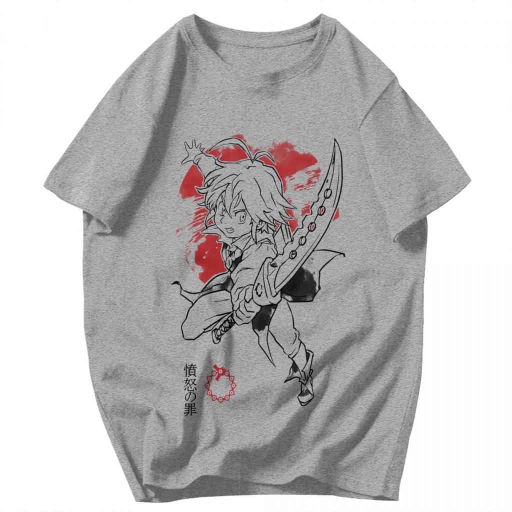 Men T Shirt Seven Deadly Sins Escanor Anime Cotton Y2K Graphic Anime Unisex Tops T Shirts
