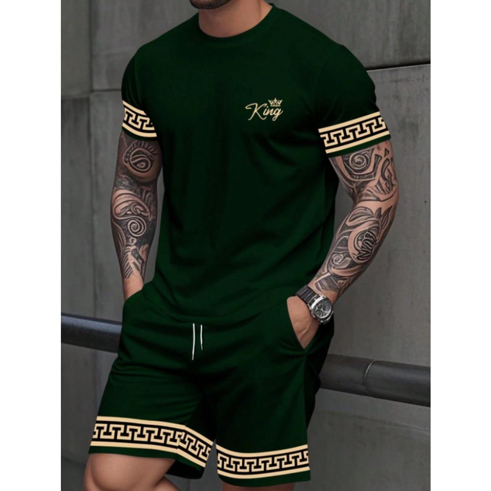 Summer Men's Printed Sports Suit KING Series Fashion Trend Breathable Versatile