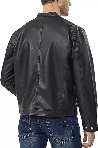 AL KHALID Black Leather Jacket Classy Men's Soft Genuine Lambskin Snap Collar Casual Biker